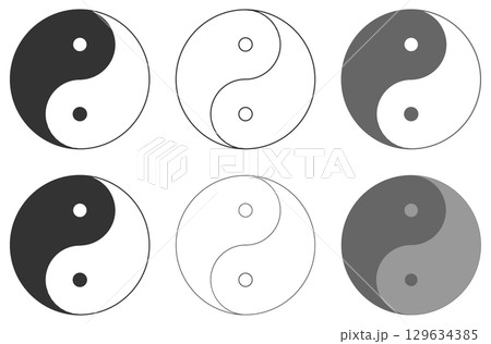 太極図(陰陽マーク)6点セット 太極図(陰陽マーク)6点セット 129634385