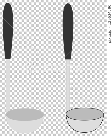 Set of two 3D ladle illustrations (filled and lined) 129634390
