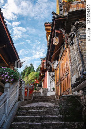 Stone Stairway and Colorful Architecture in Lijiang Old Town, Yunnan, China Stone Stairway and Colorful Architecture in Lijiang Old Town, Yunnan, China 129634800