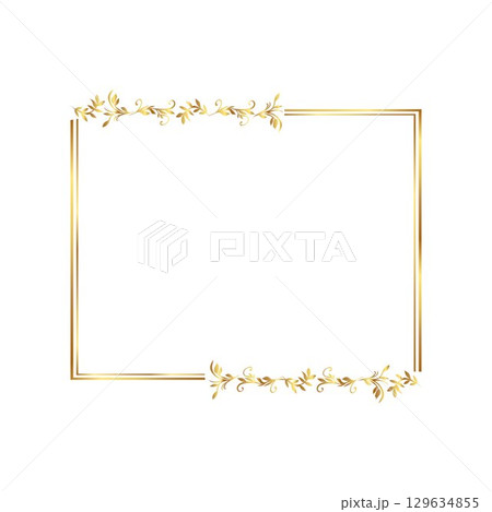 Elegant Golden Frame with Floral Accents free vector  129634855