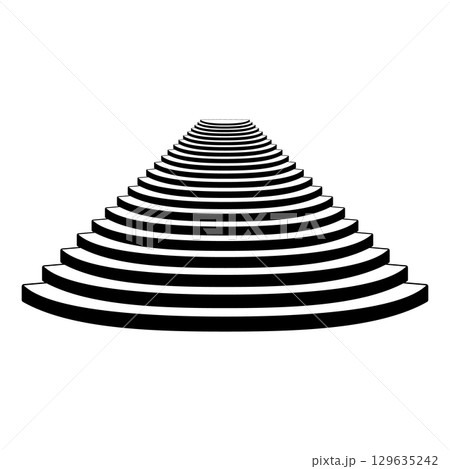 Silhouette of Perspective Staircase Vector Illustration. A staircase drawn in strong perspective, with wide steps in the foreground gradually narrowing toward the horizon. Silhouette of Perspective Staircase Vector Illustration. A staircase drawn in strong perspective, with wide steps in the foreground gradually narrowing toward the horizon. 129635242
