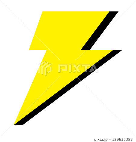 稲妻 シンプルでフラットなイラスト 白背景 稲妻 シンプルでフラットなイラスト 白背景 129635385