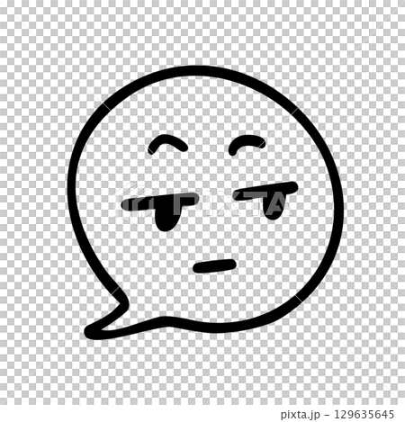 シンプルな不満顔のふきだし漫符イラスト 129635645