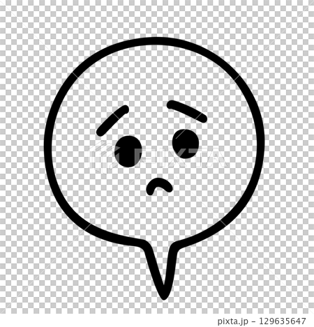 シンプルな困った顔のふきだし漫符イラスト 129635647