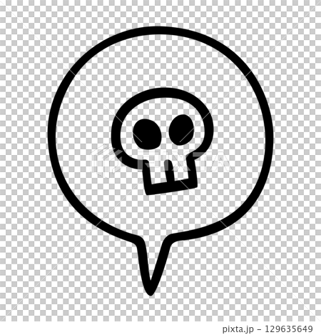 シンプルなドクロのふきだし漫符イラスト 129635649