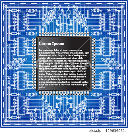 The electronic board on a blue background. Template for displaying information. Vector illustration. 129636081