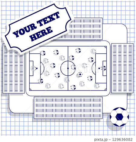 Soccer on the sheet in a cage. View from above. Vector illustration. Soccer on the sheet in a cage. View from above. Vector illustration. 129636082