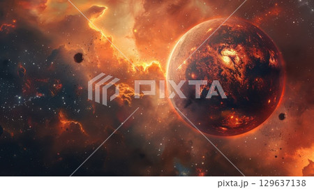 Venus, a hellish world, churns with violent winds and volcanic eruptions, while its dense clouds block out any sunlight. Venus, a hellish world, churns with violent winds and volcanic eruptions, while its dense clouds block out any sunlight. 129637138