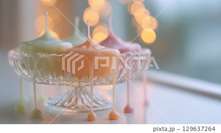 Dreamy wax textures and candlelight in a calm, slow-living inspired setting. Dreamy wax textures and candlelight in a calm, slow-living inspired setting. 129637264