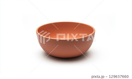 Minimal ceramic bowl in guava color isolated on white with clean elegant styling for branding visuals 129637660