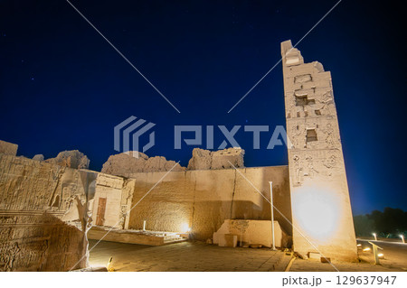 Night View of the Ancient Temple of Kom Ombo in Egypt. Night View of the Ancient Temple of Kom Ombo in Egypt. 129637947