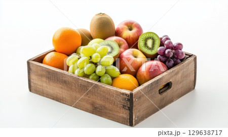 Rustic wooden crate styled for healthy eating and organic living visuals Rustic wooden crate styled for healthy eating and organic living visuals 129638717