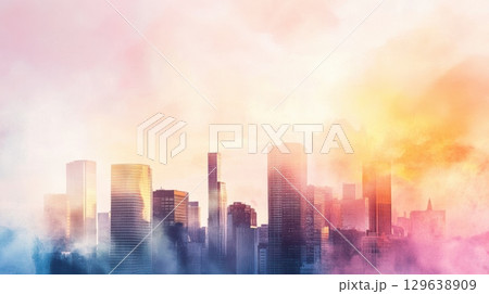 Artistic fusion of watercolor and photo realism for urban visual storytelling 129638909