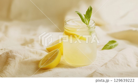 Refreshing jam-based drink presented as modern lifestyle product mockup 129639222