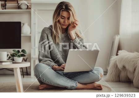 Cozy Laptop Work At Home 129639323
