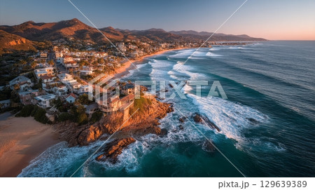 Aerial Tropical Beach District Aerial Tropical Beach District 129639389