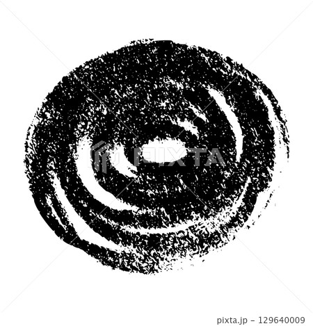 Hand-scribbled crayon circles with pastel texture. Paint oval shapes and wax pencil strokes. Flat vector illustration isolated on white background. 129640009