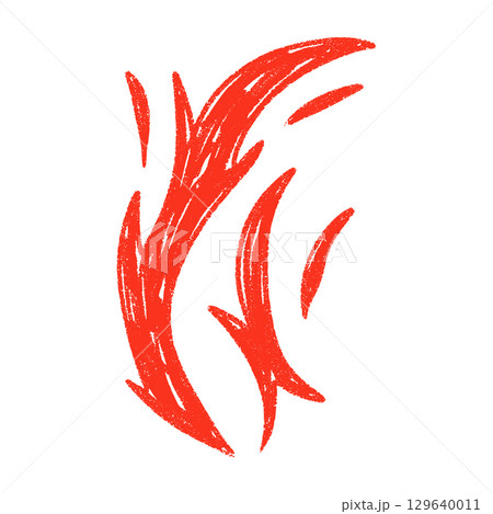 Y2K fire tattoo design with bold black flames. Hand-drawn doodle flames. Flat vector illustration isolated on white background. 129640011