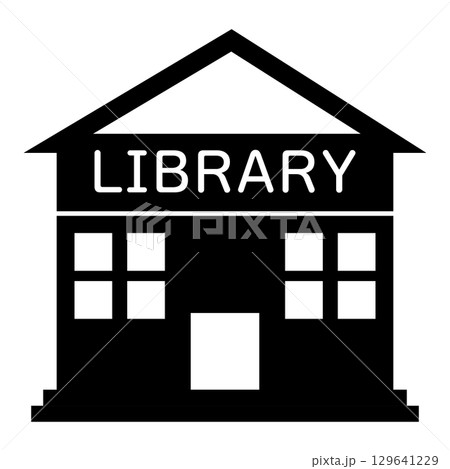 図書館の建物のシルエットイラスト 129641229