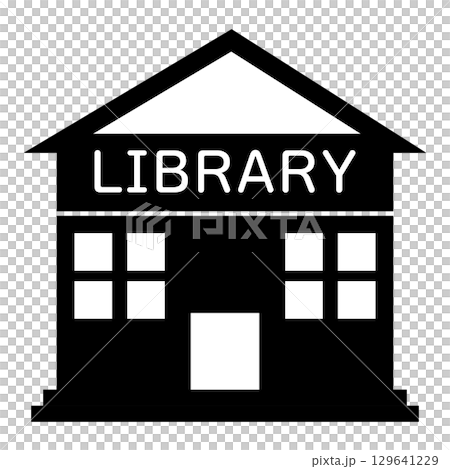 図書館の建物のシルエットイラスト 129641229