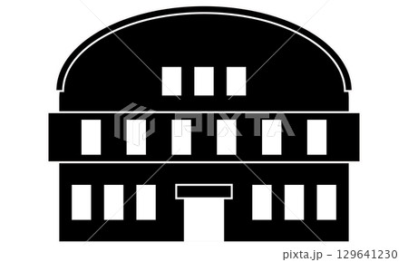 体育館の建物のシルエットイラスト 129641230