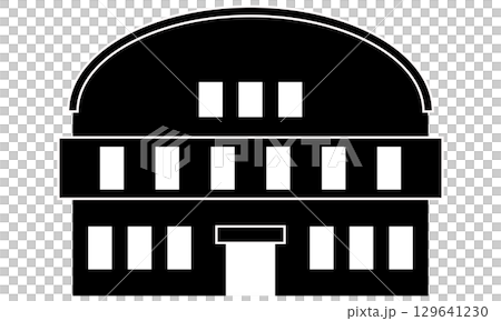 体育館の建物のシルエットイラスト 129641230