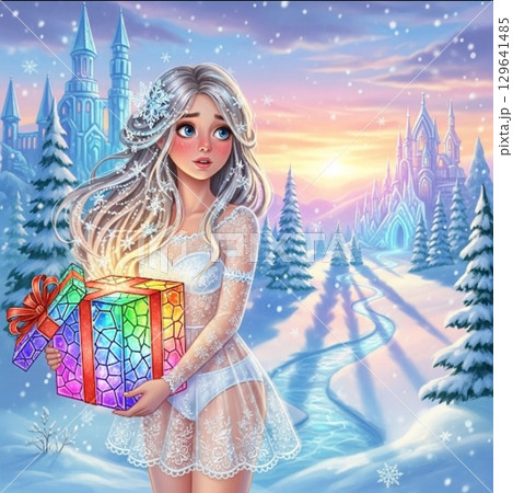 クリスマスの日に城を抜け出しプレゼントを届けるお姫様 クリスマスの日に城を抜け出しプレゼントを届けるお姫様 129641485