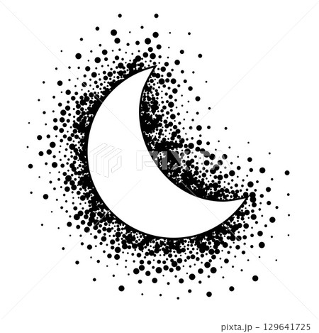 elegant celestial half moon with dotted particle 129641725
