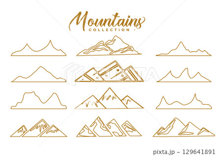 pack of golden mountain silhouette background for wildlife adventure 129641891