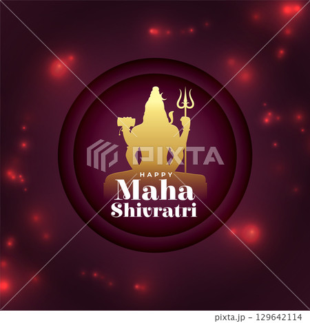 shiny maha shivratri festival card with shiv shankar design 129642114