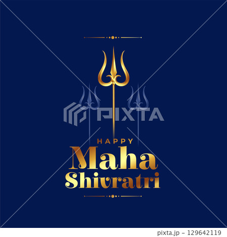 happy maha shivratri greeting with lord shiva trishul design 129642119