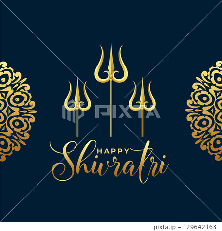 happy shivratri golden text with shiv trishul for hindu festival happy shivratri golden text with shiv trishul for hindu festival 129642163