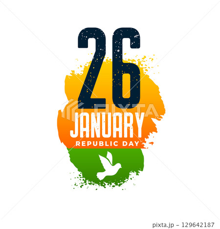 grungy style 26th january republic day card with pigeon design 129642187
