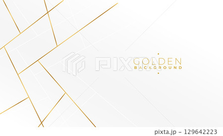 abstract golden geometric lines on white banner for backdrop 129642223