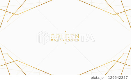 abstract golden geometric line on elegant white banner 129642237
