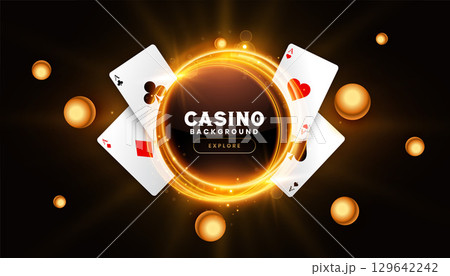 casino poker game banner with ace card and light streak effect 129642242