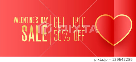 paper style happy valentines day sale and discount banner 129642289
