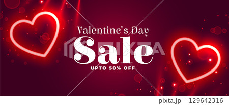 valentines day special sale banner with glowing love hearts valentines day special sale banner with glowing love hearts 129642316