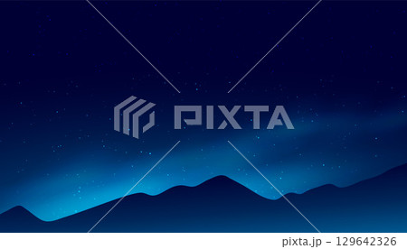 beautiful night sky with mountain landscape for cosmos experience 129642326
