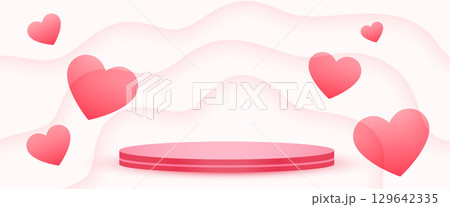 valentines day love and affection banner with 3d podium platform valentines day love and affection banner with 3d podium platform 129642335