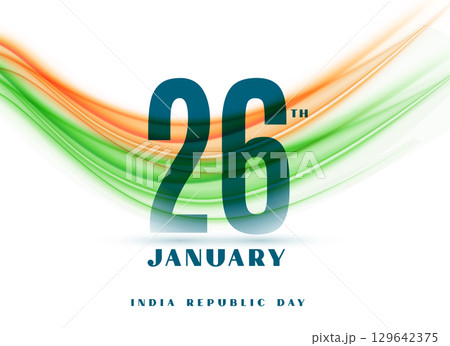 26th january happy republic day card with creative indian flag 129642375
