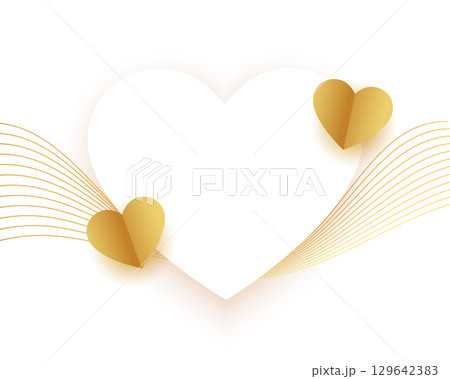 valentines day white background with paper hearts and frame 129642383