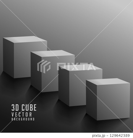 abstract 3d geometric cuboid solid box background 129642389