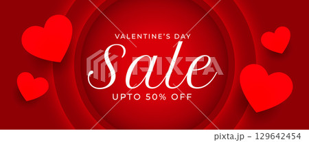 valentines day sale and discount banner with love hearts valentines day sale and discount banner with love hearts 129642454
