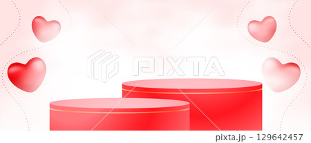 valentines day couple banner with 3d podium platform design valentines day couple banner with 3d podium platform design 129642457
