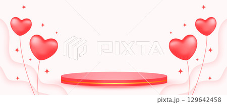 3d podium platform for product display with balloon hearts design 3d podium platform for product display with balloon hearts design 129642458
