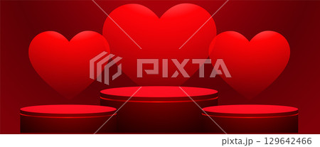 3d podium platform for product display red banner 3d podium platform for product display red banner 129642466