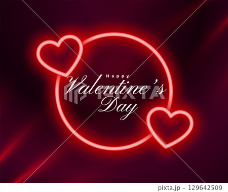 valentines day shiny background with red neon heart and frame valentines day shiny background with red neon heart and frame 129642509