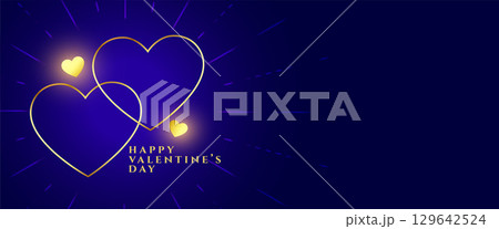 valentines day relationship and love banner with golden hearts 129642524