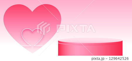 valentines day lovely banner with 3d podium...のイラスト素材 [129642526] - PIXTA